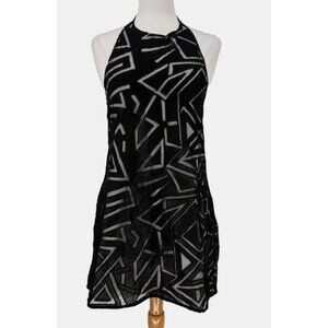 NBD Say It Geometric Halter Dress-Black-Lace Cutouts  Size Medium
